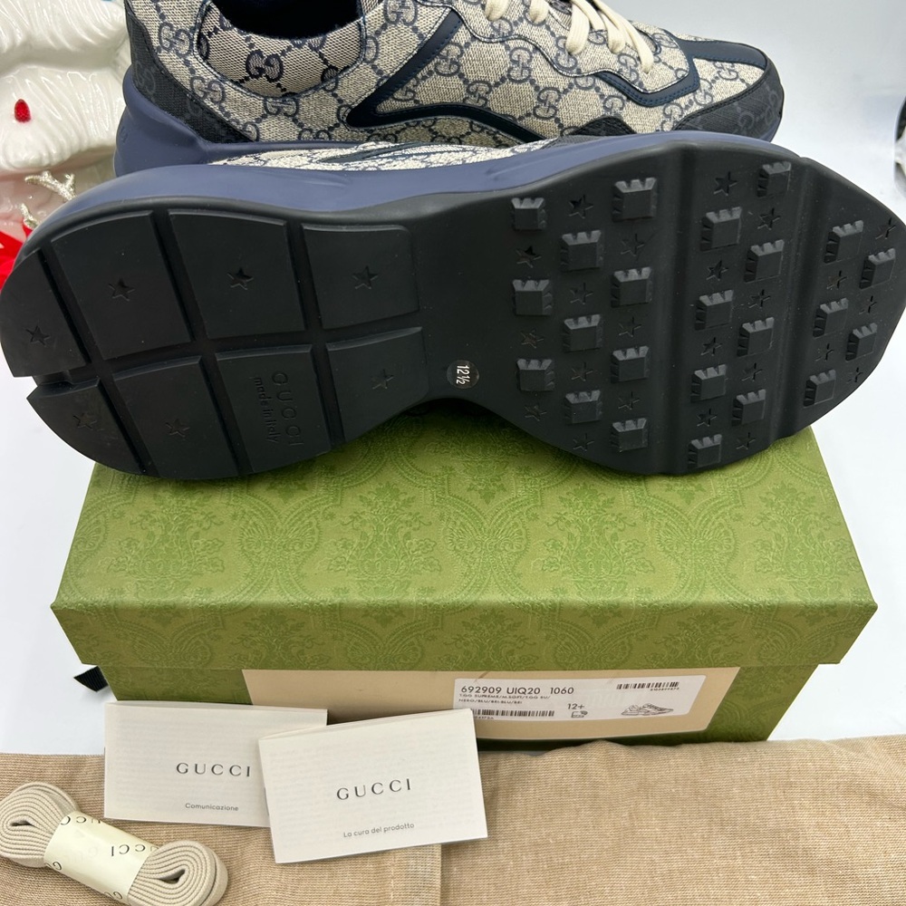 Gucci men's Rython GG  Supreme monogram trainers size 12.5 made in Italy - Picture 9 of 10